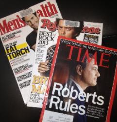 Men's Health magazine, Rolling Stone magazine, and Time magazine