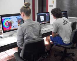 Students editing photos and videos