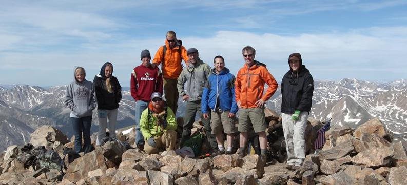 Environmental Geosciences students and faculty on top of Mt. Elbert