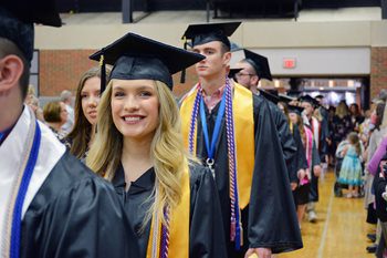 Concord graduates walking at commencement