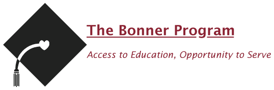 A logo for Concord University's Bonner Scholars Program that reads The Bonner Program: Access to Education, Opportunity to Serve