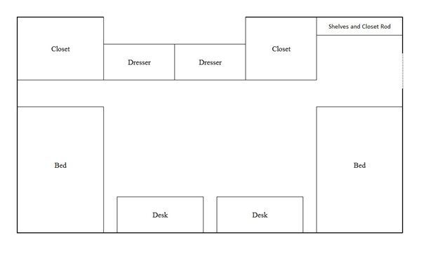 A blueprint of the rooms in Wilson Hall